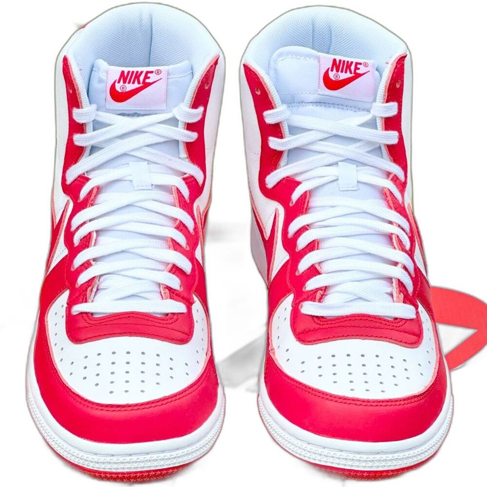 Nike Men's Red and White High-Top Athletic Shoes - Picture 3 of 8